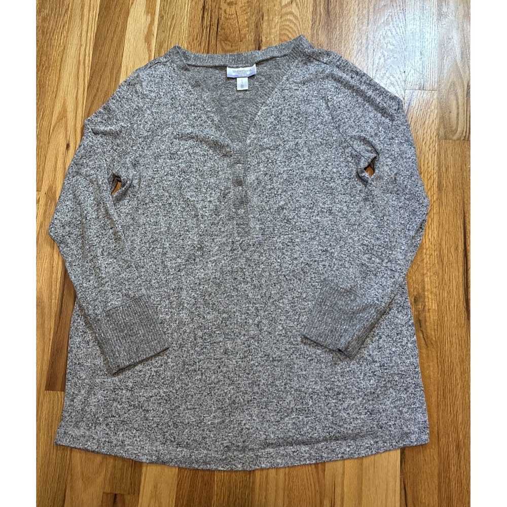 Motherhood maternity Top Heather Gray LGG Long Sleeves V Neck Soft Coxy Classic